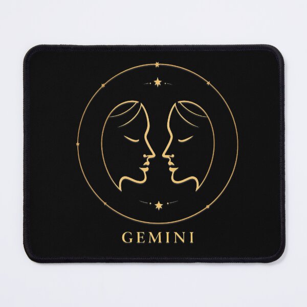 Item preview, GEMINI Twin Faces Zodiac, Black Gold Gemini Astrology designed and sold by ZenWealthDesign.