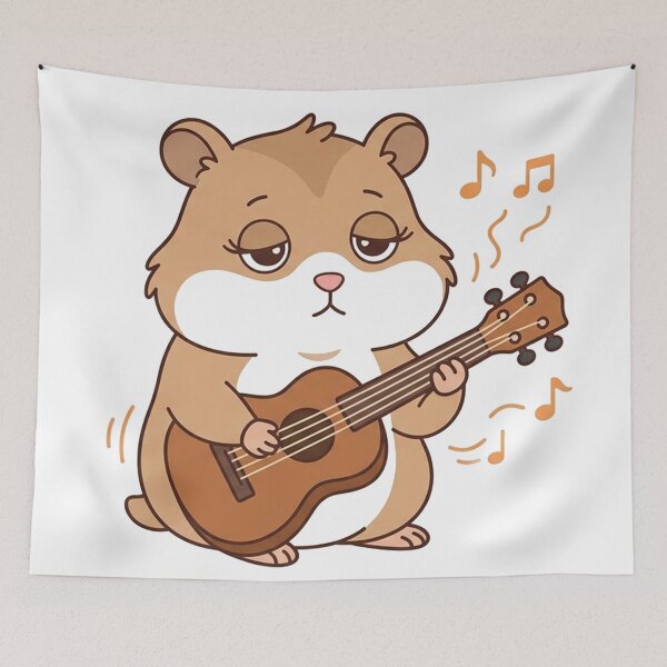 Item preview, Cute Hamster Playing Guitar with Music Notes Kawaii Animal designed and sold by Owcomm.