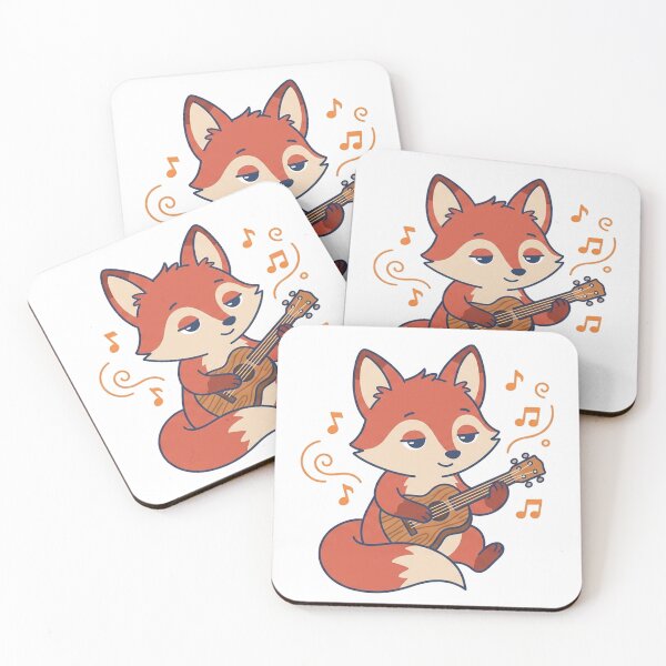 Item preview, Cute Fox Playing Ukulele with Music Notes Kawaii Animal designed and sold by Owcomm.