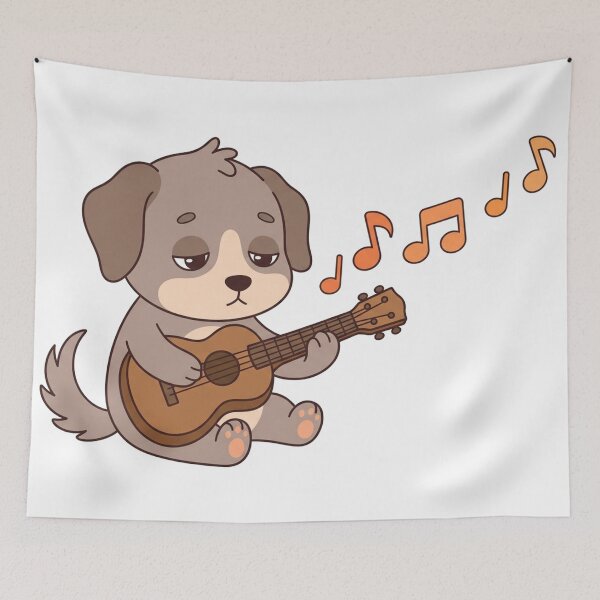 Item preview, Sad Puppy Playing Ukulele Cute Kawaii Dog Musician designed and sold by Owcomm.