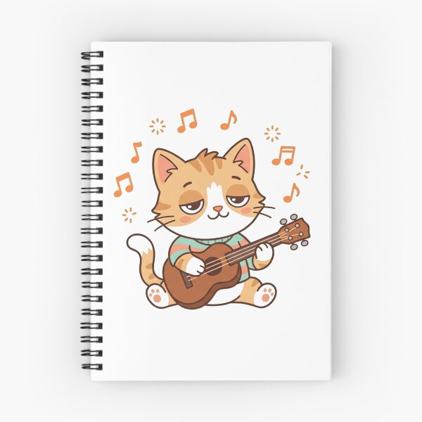 Item preview, Sleepy Cat Playing Guitar with Music Notes Cute Kawaii Musician Kitty designed and sold by Owcomm.