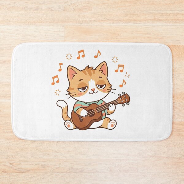 Item preview, Sleepy Cat Playing Guitar with Music Notes Cute Kawaii Musician Kitty designed and sold by Owcomm.