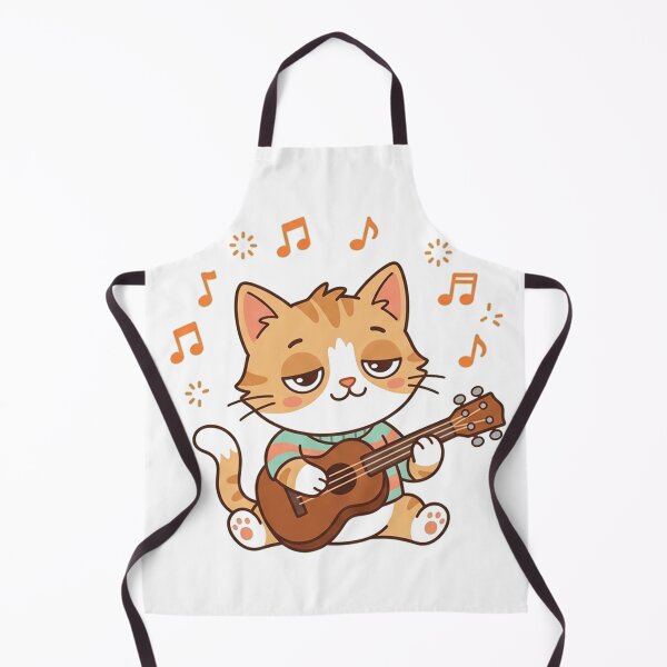 Item preview, Sleepy Cat Playing Guitar with Music Notes Cute Kawaii Musician Kitty designed and sold by Owcomm.