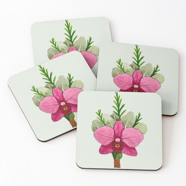 Item preview, Pink orchid with foliage – handmade in watercolor. designed and sold by Greitas.