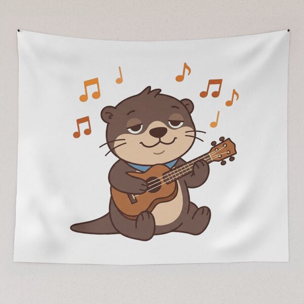 Item preview, Cute Otter Playing Ukulele with Music Notes Kawaii Animal designed and sold by Owcomm.