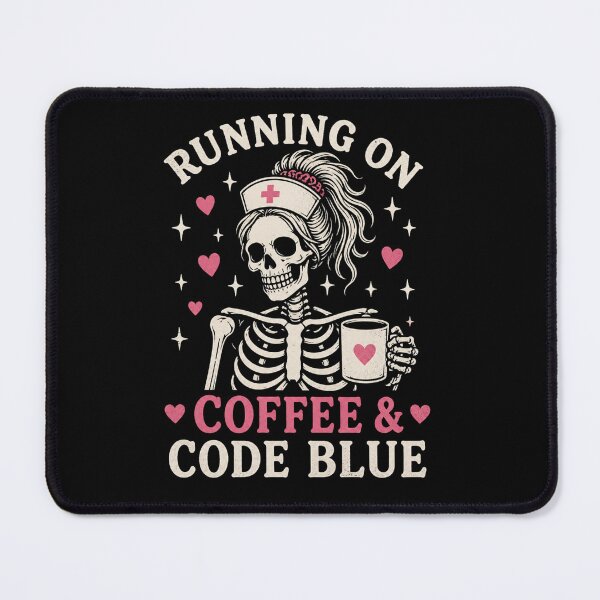 Item preview, Funny Nurse - Skeleton - Coffee and Code Blue (Dark) designed and sold by LazyCatCreative.