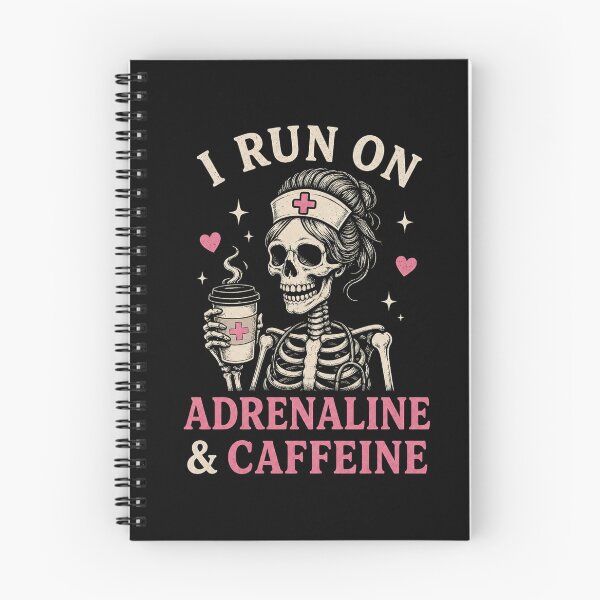 Item preview, Funny Nurse - Skeleton - Adrenaline & Caffeine (Dark) designed and sold by LazyCatCreative.