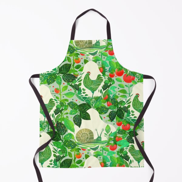 Item preview, Overgrown Tomato Garden Chicken and Snail Cottagecore Pattern designed and sold by Veata.