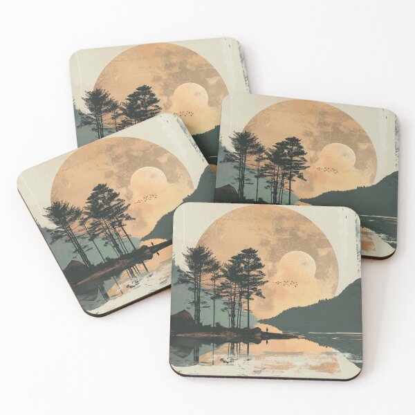 Item preview, Boho Style Mountains, Sunset, And Trees By Lake designed and sold by DEC02.