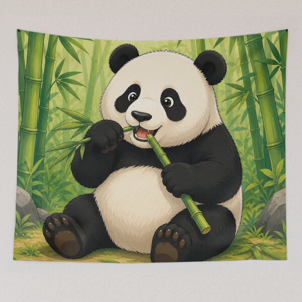 Item preview, Cute Panda Eating Bamboo – Adorable Kawaii Panda Illustration designed and sold by MerlinWear.