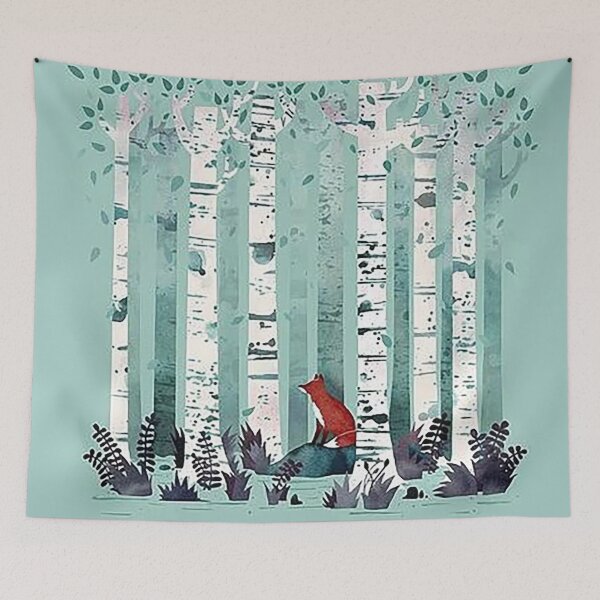 Item preview, Minimalist Birch Forest Fox Illustration designed and sold by joeburton8.