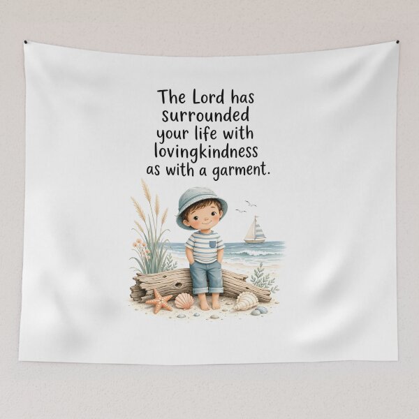 Item preview, The Lord Surrounded Your Life With Lovingkindness Christian Nursery Art designed and sold by LoveNurseries.