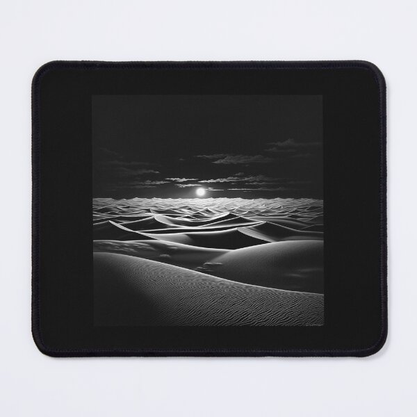 Item preview, Black and White Desert Dunes at Night Minimalist Landscape designed and sold by inkoutninja.