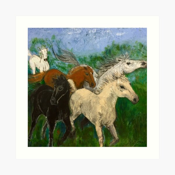 5 five horses galloping Art Print