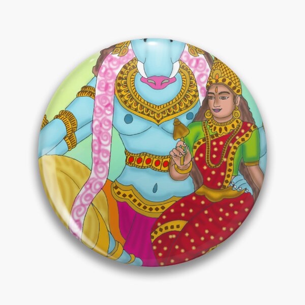 Item preview, Lakshmi Varaha Divine Artwork – Vishnu Boar Avatar Sacred Illustration designed and sold by Harshit_Digital_Arts.