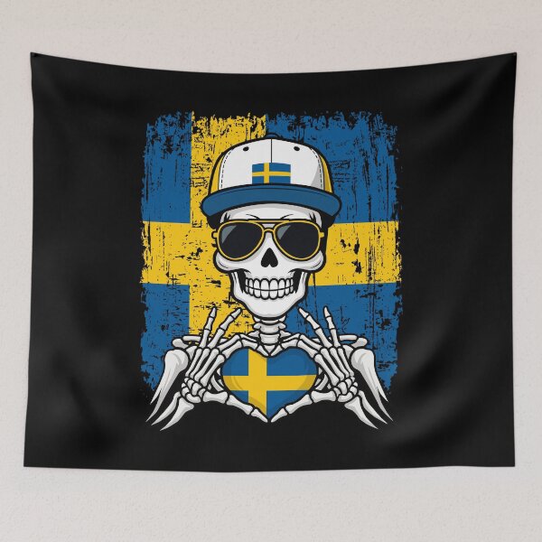 Item preview, Sweden Pride Skeleton Art Tee designed and sold by Colorful Designs.