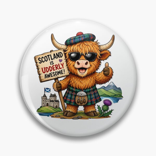Item preview, Scotland Is Udderly Awesome - Funny Highland Cow designed and sold by Myra365Art.