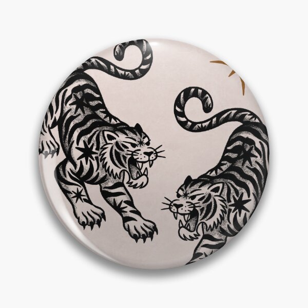 Item preview, Twin Tigers – Vintage Traditional Tattoo designed and sold by prikanashiro.