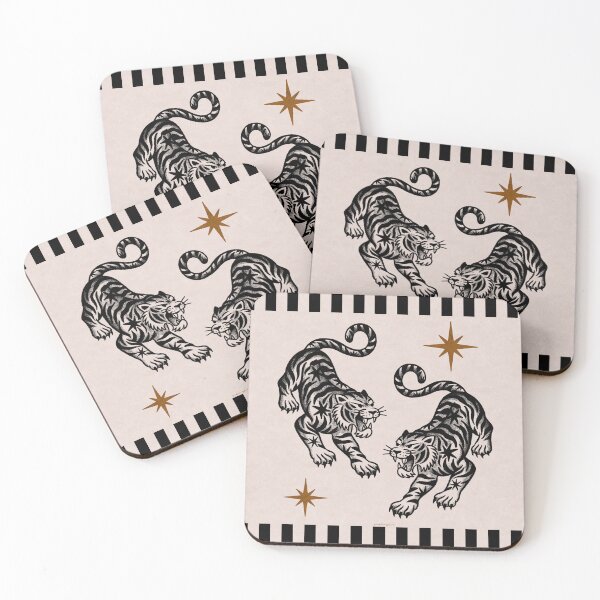 Item preview, Twin Tigers – Vintage Traditional Tattoo designed and sold by prikanashiro.