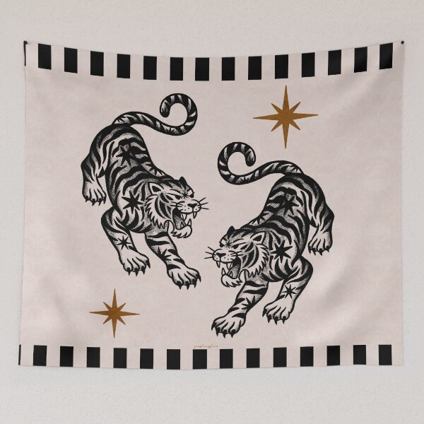 Item preview, Twin Tigers – Vintage Traditional Tattoo designed and sold by prikanashiro.