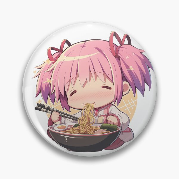 Item preview, Madoka Kaname Magia Record Kawaii Ramen Chibi Pink Comfort designed and sold by mildaclairmo.