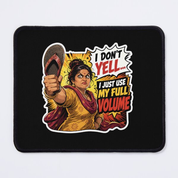 Item preview, “I Don’t Yell… I Just Use My Full Volume” Funny Desi Mom Sticker designed and sold by Sidra digital art 8277237.