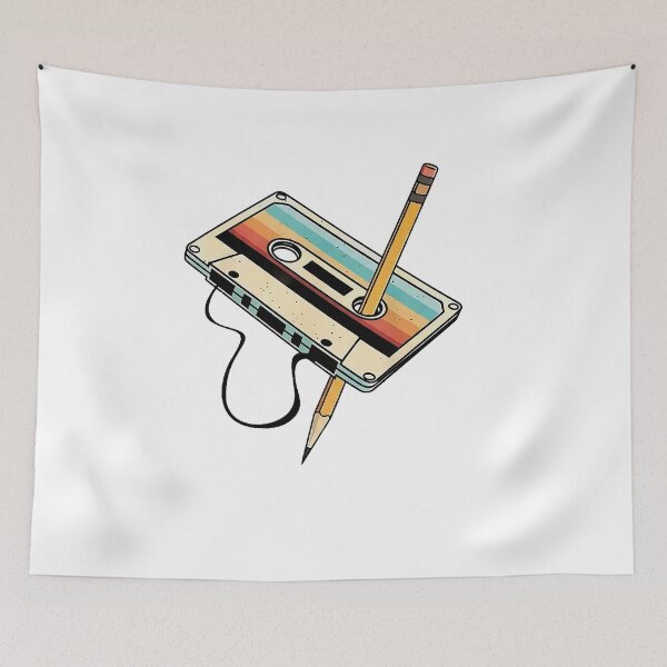 Item preview, Retro Cassette Tape and Pencil - Vintage Music Nostalgia designed and sold by ramo7.