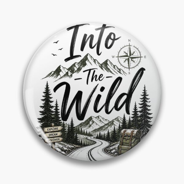 Artikelvorschau, Into The Wild Adventure Mountain Travel Typography Design entworfen und verkauft von Sanika arts .