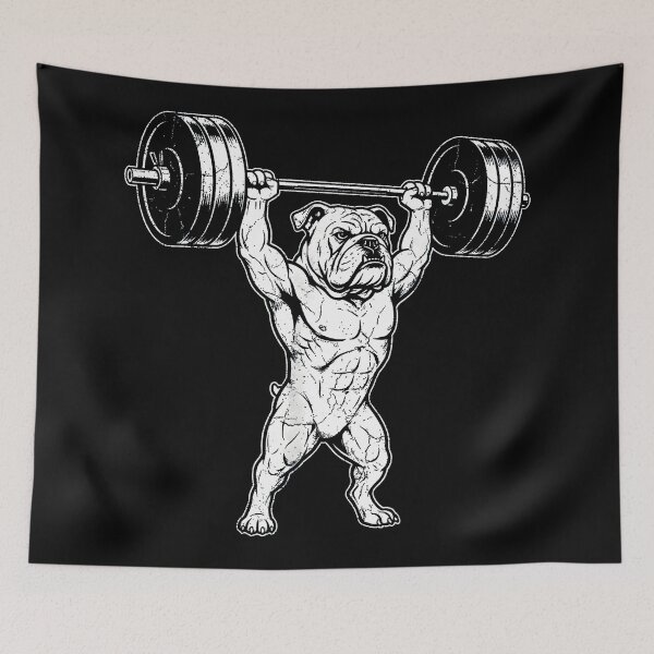 Item preview, Vintage Bulldog Weightlifting Retro Gym  designed and sold by eliramaison.