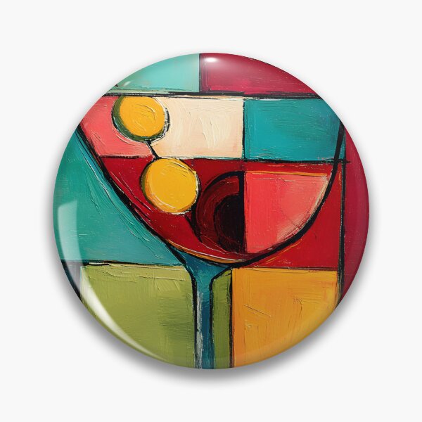 Item preview, Cubist Cocktail Hour- Vibrant Geometric Glass with Citrus Accent and Modern Color Rhythm designed and sold by OlfactoART Studio.
