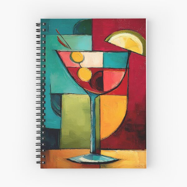 Item preview, Cubist Cocktail Hour- Vibrant Geometric Glass with Citrus Accent and Modern Color Rhythm designed and sold by OlfactoART Studio.