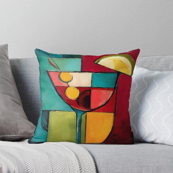 Item preview, Cubist Cocktail Hour- Vibrant Geometric Glass with Citrus Accent and Modern Color Rhythm designed and sold by OlfactoART Studio.