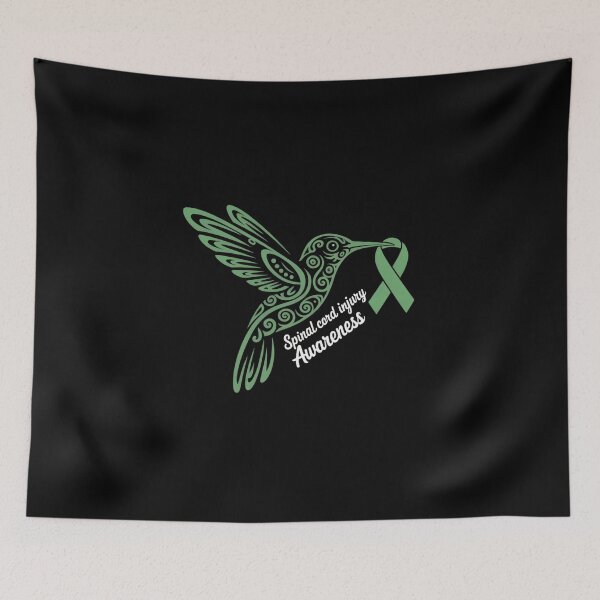 Item preview, Hummingbird Green Ribbon Spinal Cord Injury Awareness SCI designed and sold by BlassmausArt.