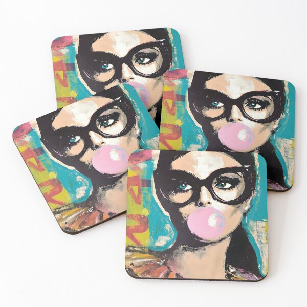 Item preview, Pop the Moment - Stylish Woman with Oversized Sunglasses Blowing Pink Bubblegum designed and sold by OlfactoART Studio.