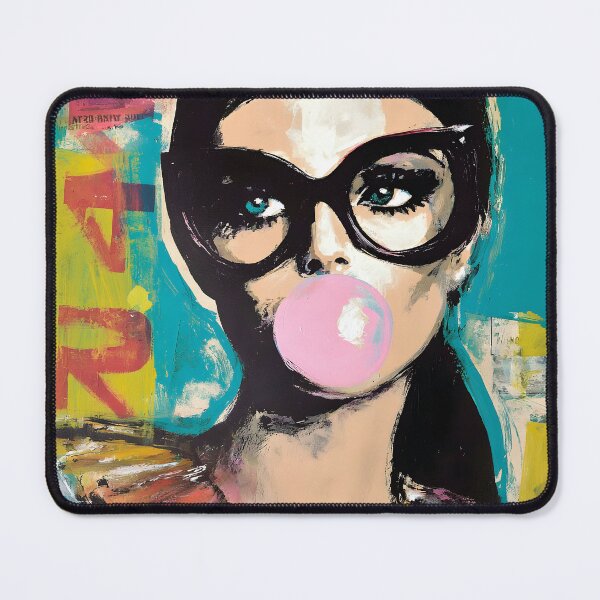 Item preview, Pop the Moment - Stylish Woman with Oversized Sunglasses Blowing Pink Bubblegum designed and sold by OlfactoART Studio.