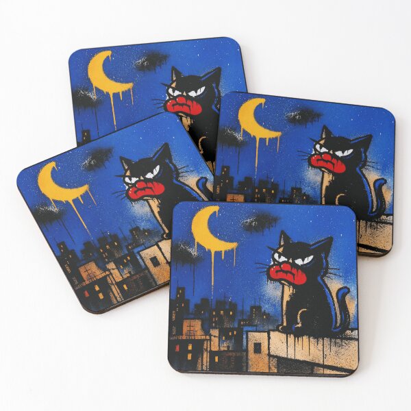Item preview, Sad Rooftop Cat Night Graffiti  designed and sold by Modaozushi216.