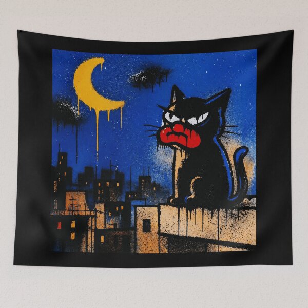 Item preview, Sad Rooftop Cat Night Graffiti  designed and sold by Modaozushi216.