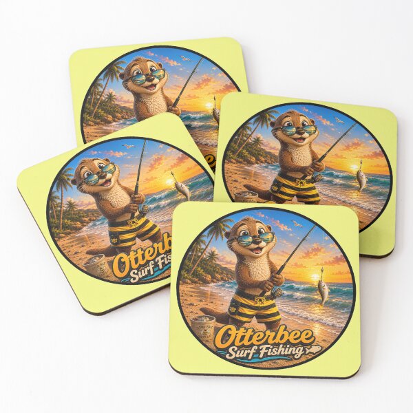 Item preview, Cute Otter named Otterbee, going surf fishing  designed and sold by shorethings.