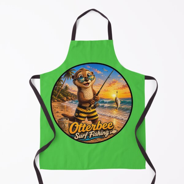 Item preview, Cute Otter named Otterbee, going surf fishing  designed and sold by shorethings.
