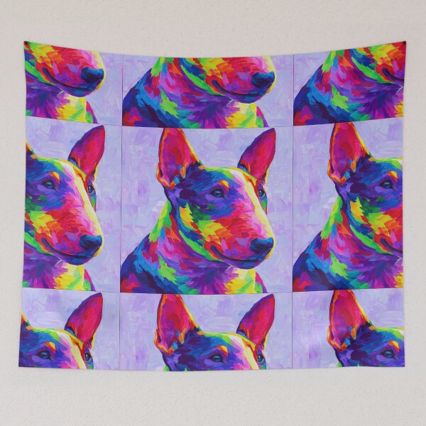 Item preview, Colorful Bull terrier puppy dog designed and sold by MendaciousMina.