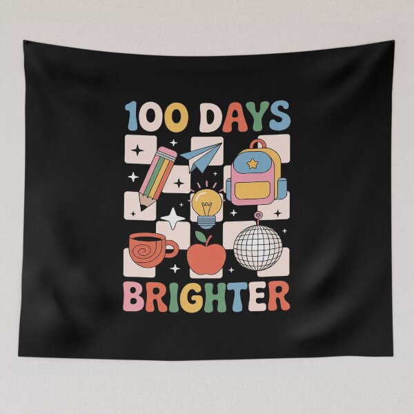 Item preview, 100 Days Brighter Checkered 100th Day of School Teacher Girl designed and sold by fferomananul.