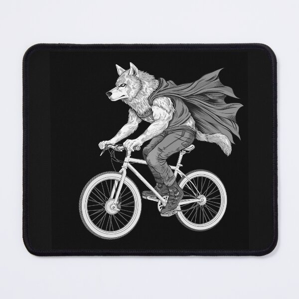 Item preview, Wolf Riding Bicycle with Cape Funny Animal Illustration designed and sold by inkoutninja.