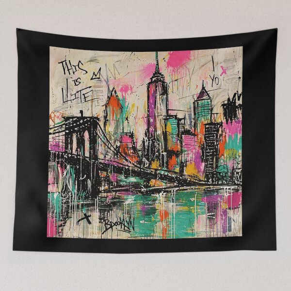Aperçu de l'œuvre Brooklyn Bridge Street Art Cityscape créée et vendue par Modaozushi216.