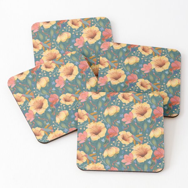 Item preview, Colorful Hummingbirds Amongst Bright Flowers designed and sold by JoansArtsyNook .