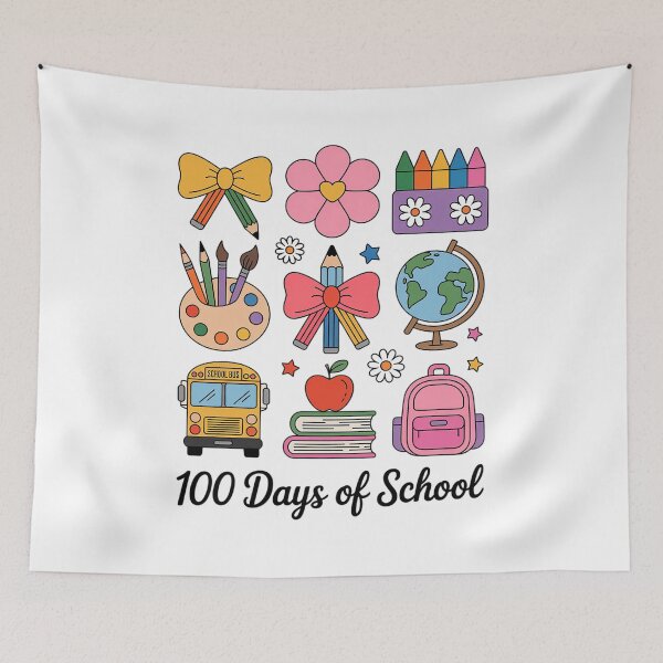 Aperçu de l'œuvre T-shirt « 100 jours d'école » pour filles et garçons - Joyeux 100e jour ! créée et vendue par fferomananul.