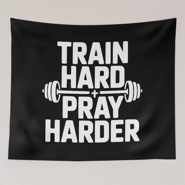 Item preview, Train Hard Pray Harder Fitness Motivation designed and sold by eliramaison.