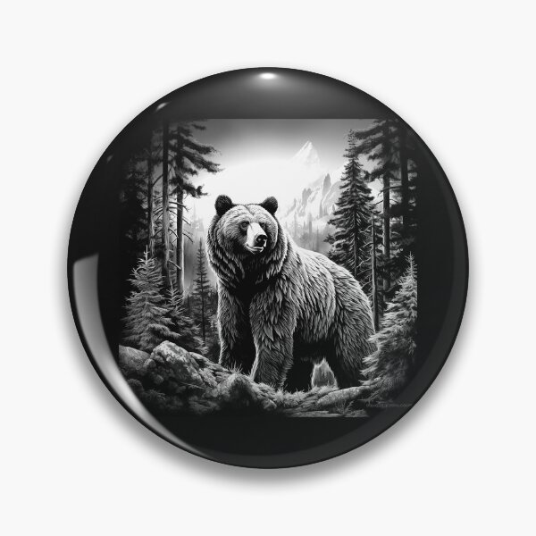 Item preview, Black and White Bear Forest Mountain Wildlife Art designed and sold by inkoutninja.