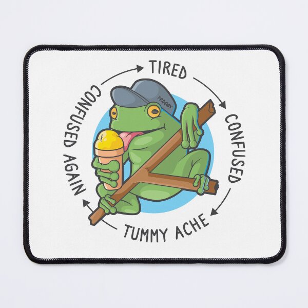 Item preview, Confused frog cartoon – tired confused tummy ache loop (on light colors) designed and sold by messy-nessie.