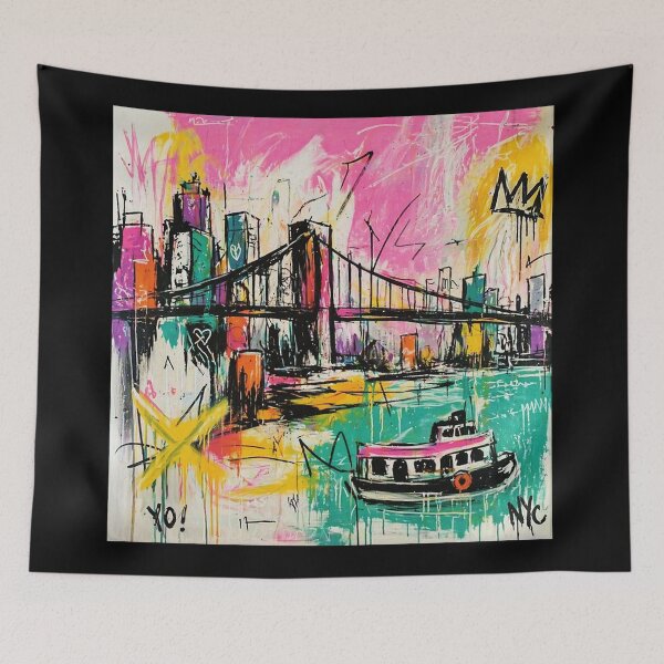 Item preview, NYC Bridge Pop Art Waterfront Print designed and sold by Modaozushi216.
