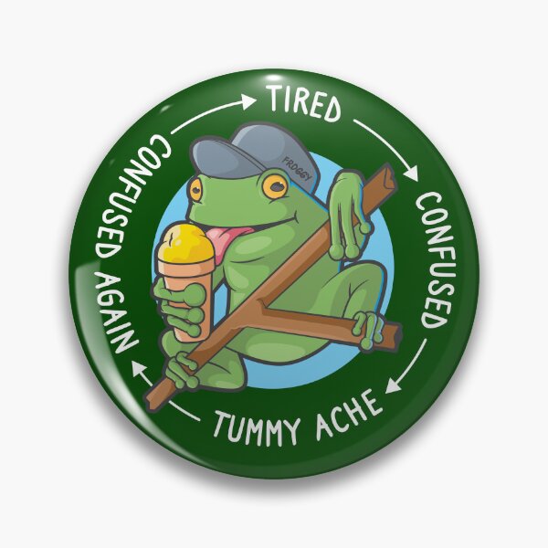 Item preview, Confused frog cartoon – tired confused tummy ache loop (on dark colors) designed and sold by messy-nessie.